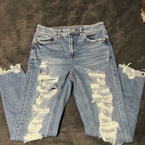 Distressed Blue Jeans
